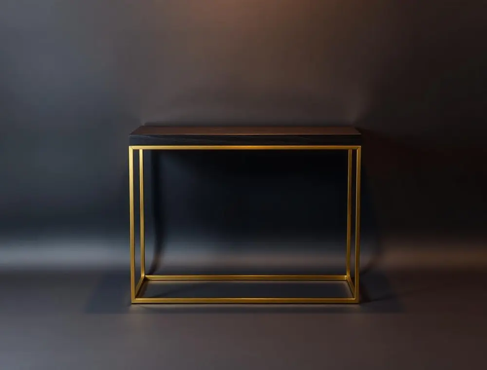 Havre Console — Blackened oak console on a brass frame