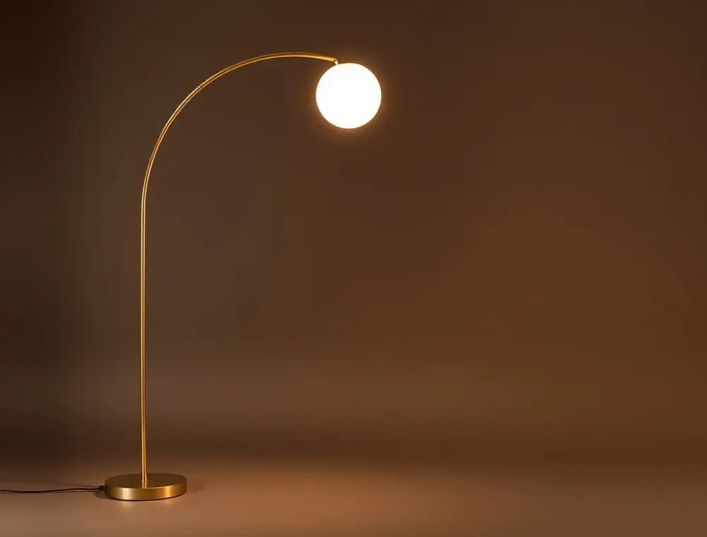 Aurel Floor Lamp — Arc floor lamp in brass and alabaster