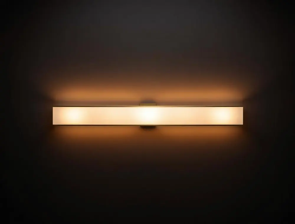 Linea Sconce in Brass finish — Linear brass and alabaster wall light