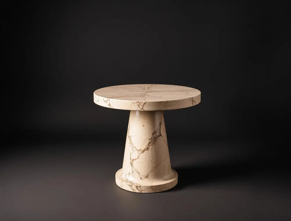 Lisse Side Table — Travertine pedestal side table