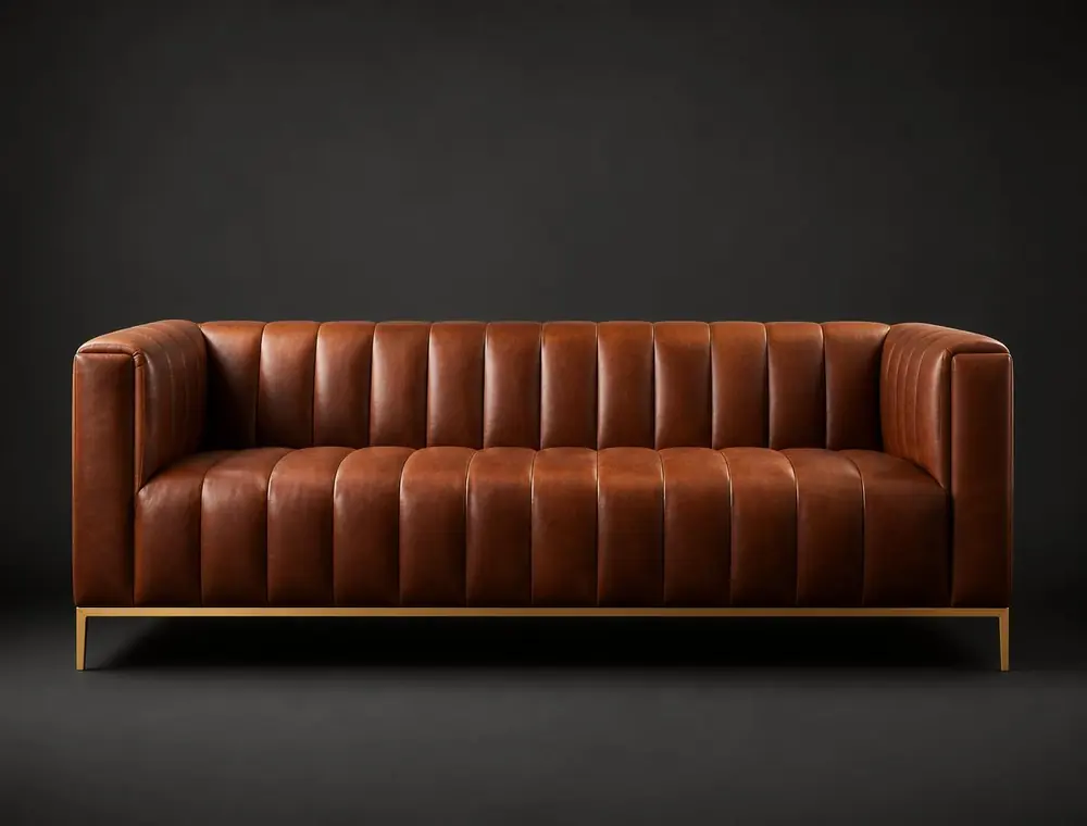 Vauban Sofa — Loveseat in cognac full-grain leather