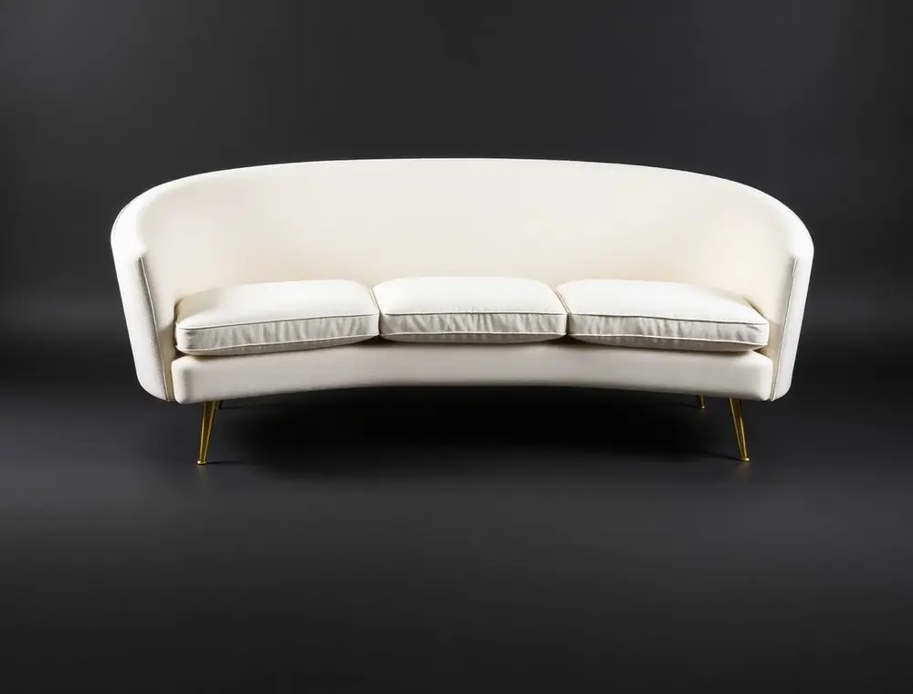 Perrin Sofa — Curved 3-seat sofa in chalk linen
